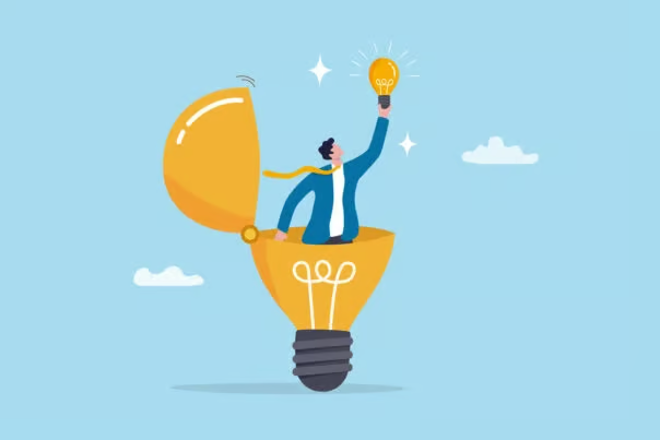 Illustration of a person with a giant lightbulb