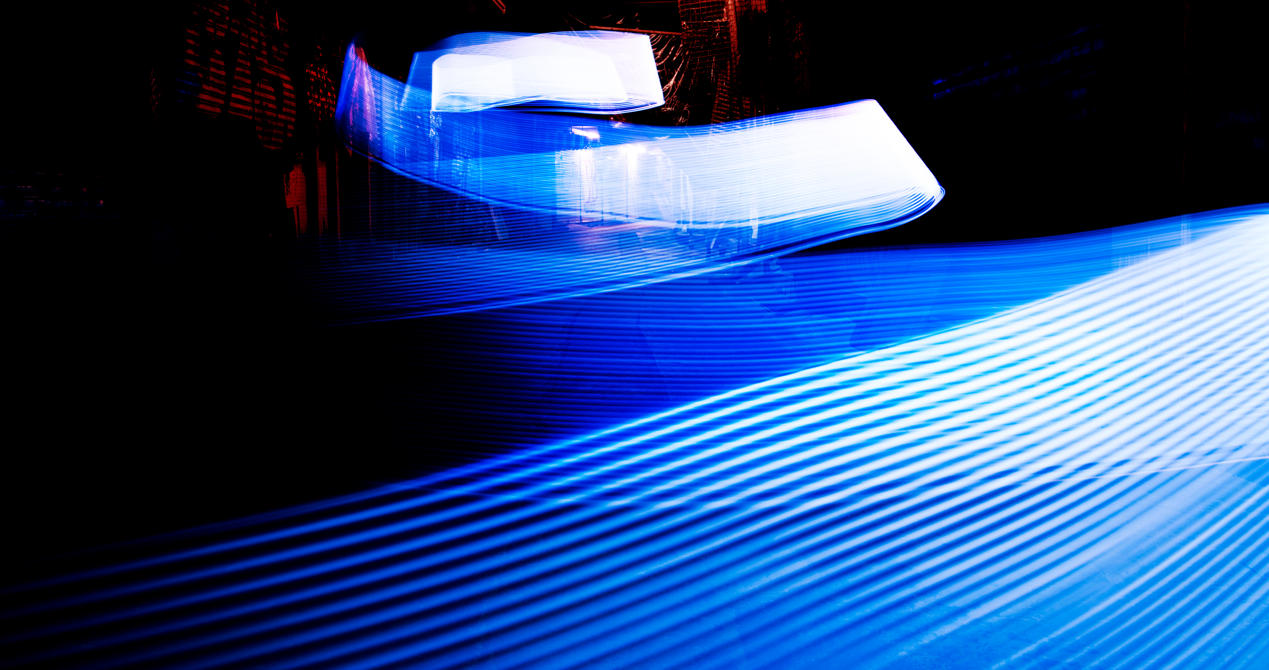 Macro photo of blue illuminated circuitry