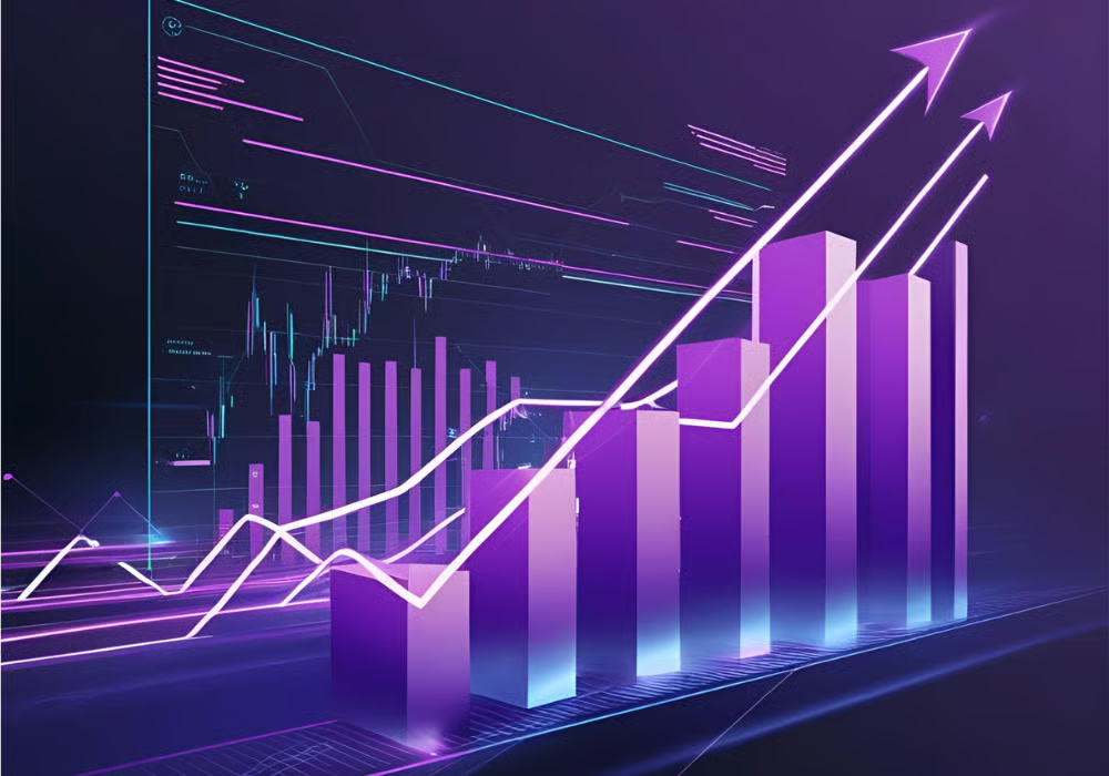 Purple financial chart illustration